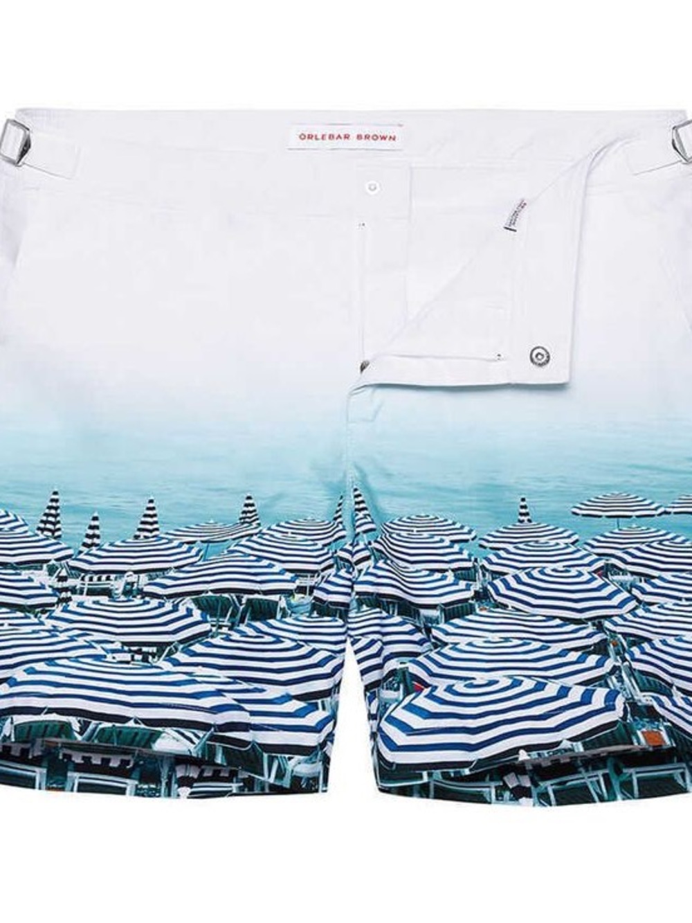 Orlebar Brown Men's White & Blue Umbrella Print Swim Shorts (33)